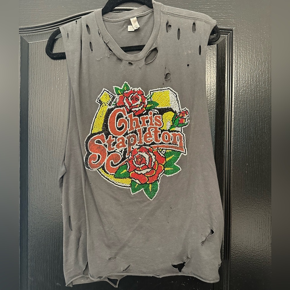Gray Chris Stapleton Graphic Tank Top